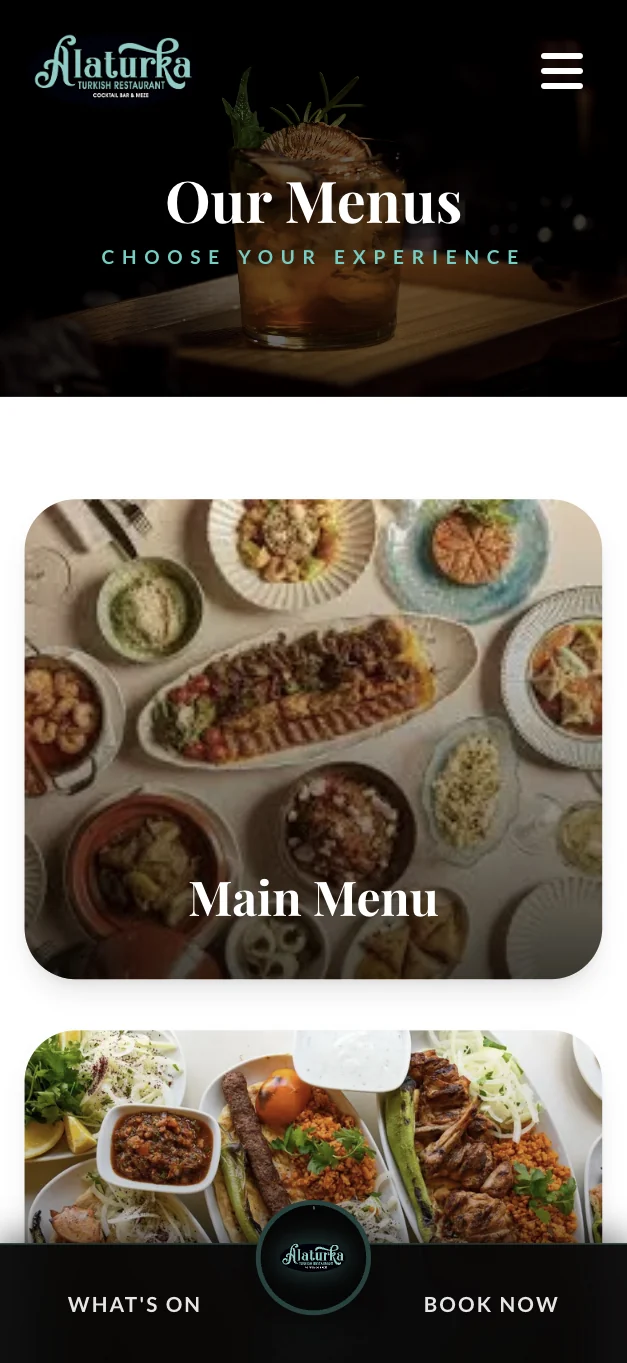 Alaturka Shirley — Easy mobile browsing, with booking always within reach