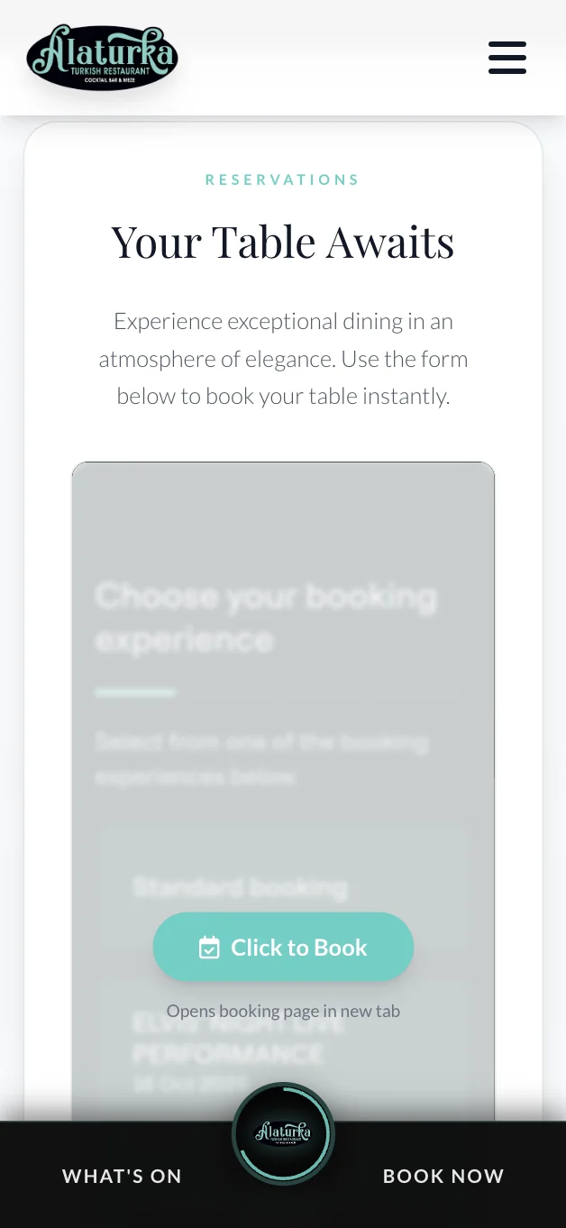 Alaturka Shirley — Easy access to delivery platforms and third-party booking integration