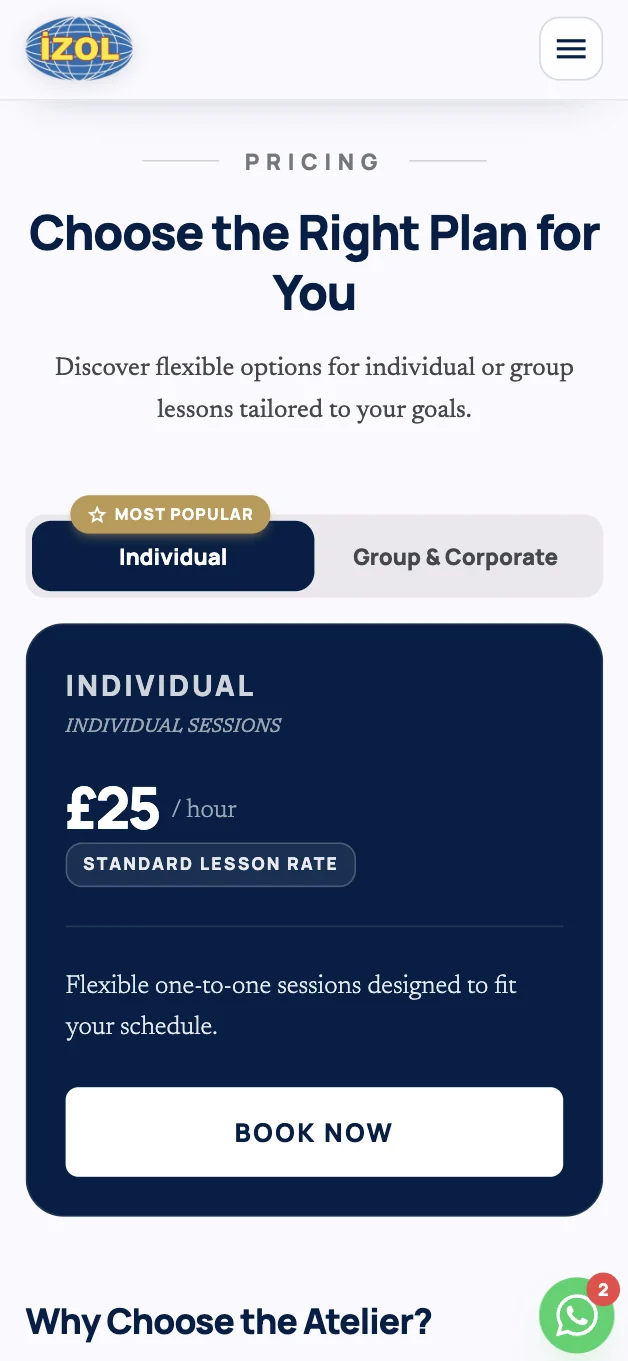 Izol Tutor — Desktop visual impact with a mobile-focused experiencer