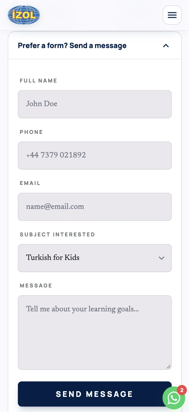 Izol Tutor — Desktop visual impact with a mobile-focused experiencer