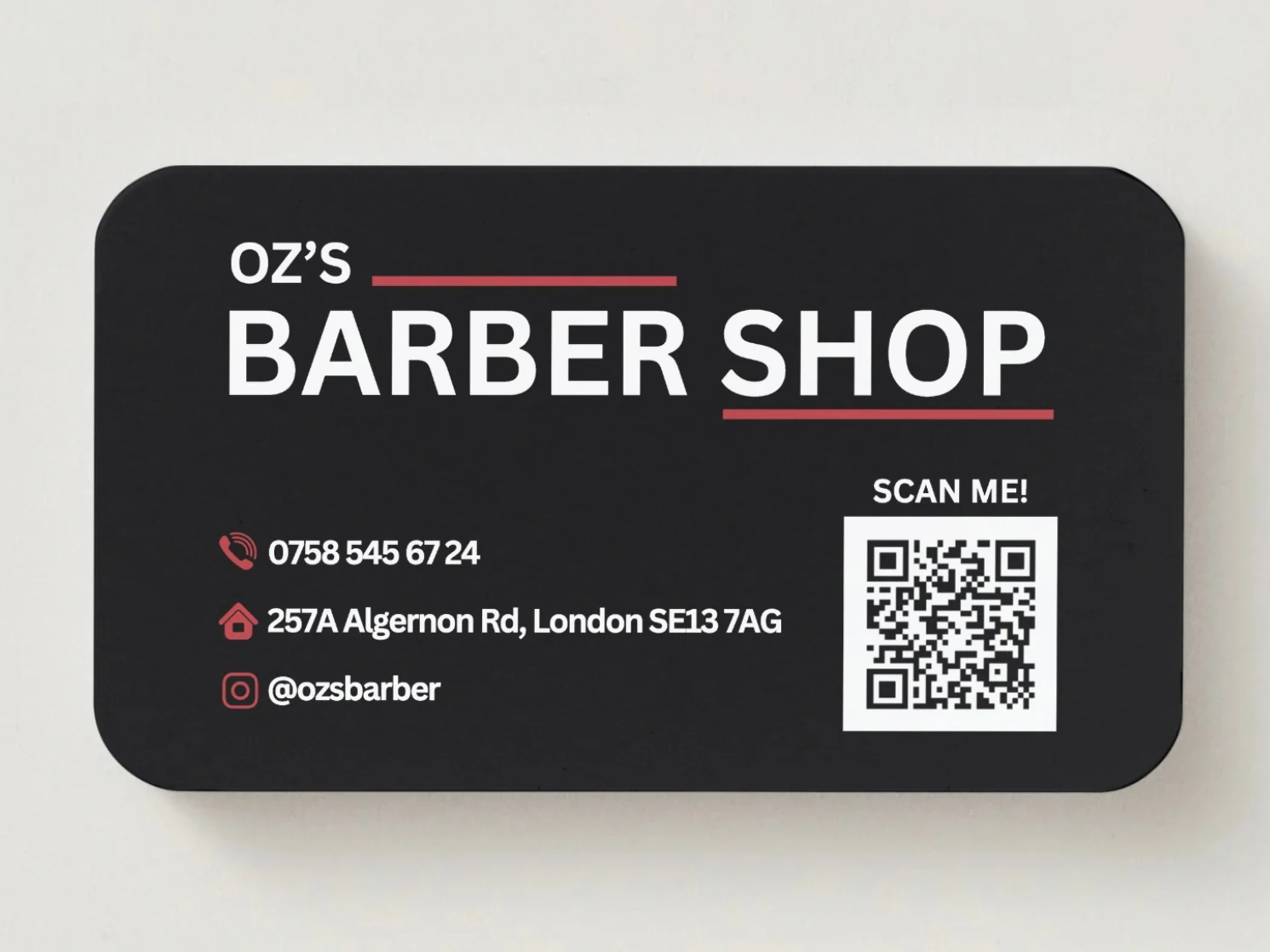 Oz's Barber Business Card — Design detail 3