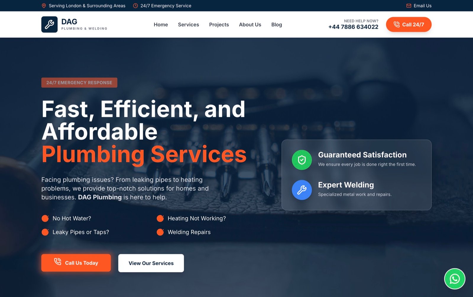 DAG Plumbing website project view