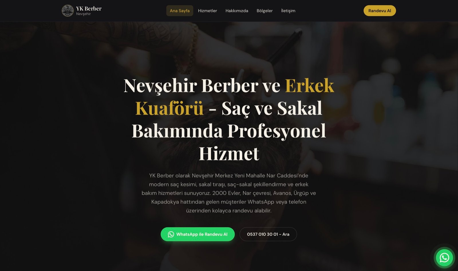 YK Berber website project view